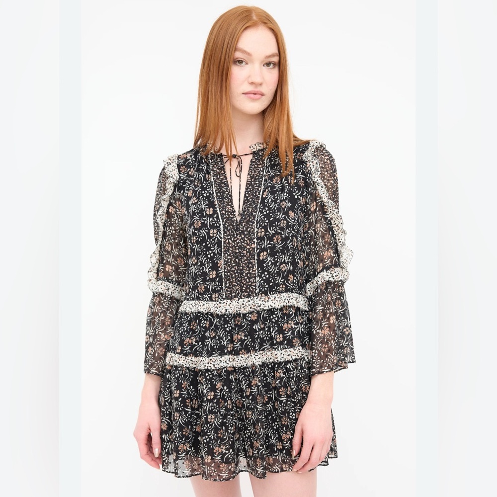 Ulla Johnson Essie dress in Noir size 2 Black and White Floral Blouse - Picture 2 of 10